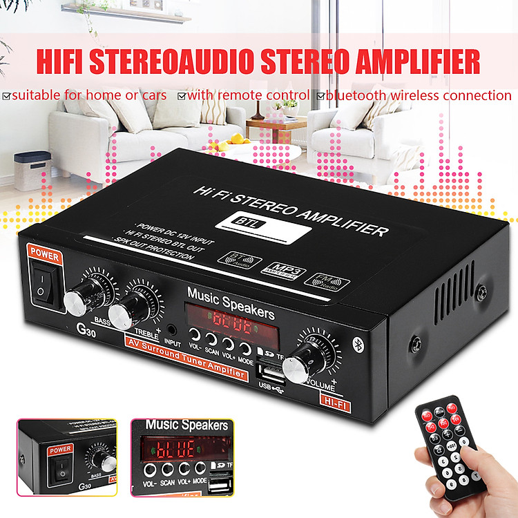 800W 2 Channel HIFI Audio Amplifier bluetooth Stereo Power Amplifiers 12V/ 220V Car Home Theater Amplifiers