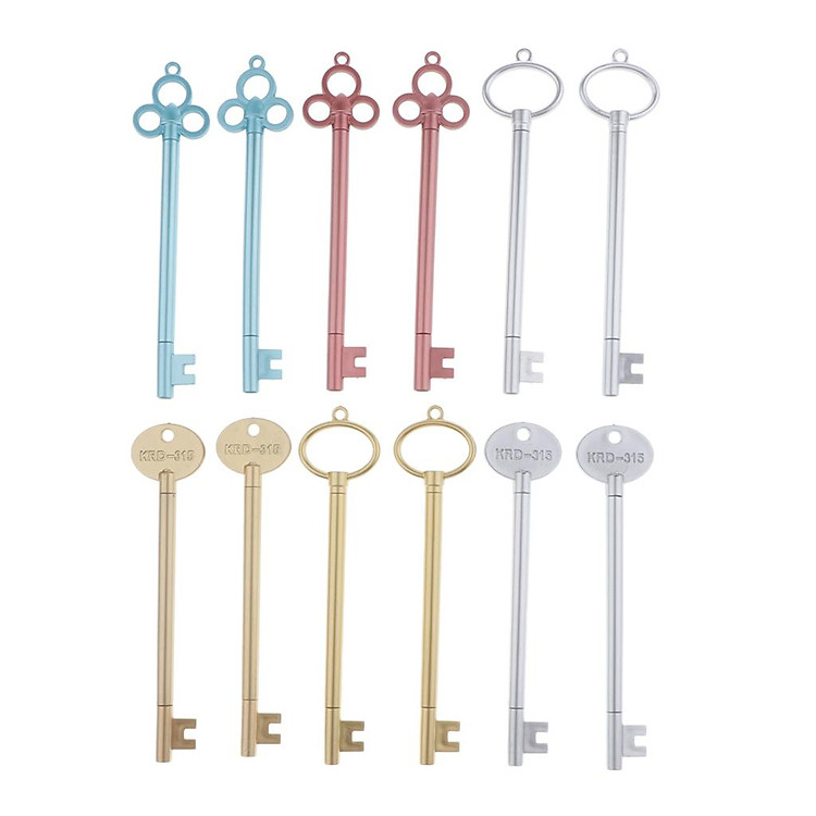 12X Sáng Tạo Hình Chìa Khóa Ký Bút Bút Bi Trường Con Lăn Bút Viết Êm