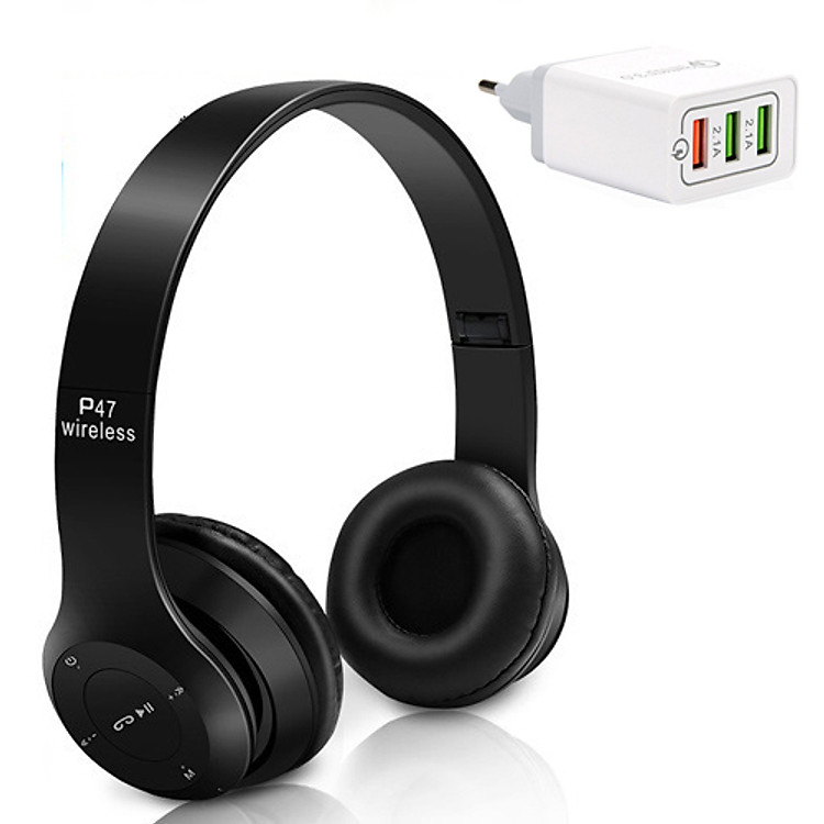 Tai nghe Bluetooth P47 + Tặng Dock Sạc 3 in 1 - 2.1A
