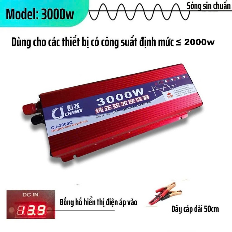 Mua Kích Điện Inverter 12V Lên 220v - 3000W Sóng Sin – Loại Xịn Cao Cấp Siêu Bền , đèn trang trí tại HoangTrung Shop
