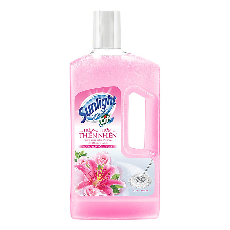 Nước lau sàn Sunlight Hương Hoa hồng và Lily dạng chai 997ml