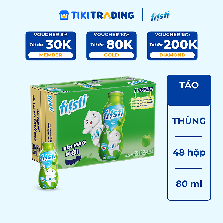 Thùng 48 chai sữa chua uống hương táo Fristi 80ml