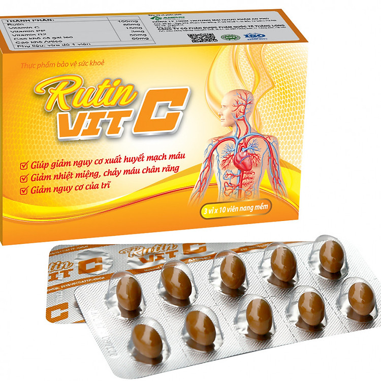 TPCN Viên uống RUTIN VIT C - Hỗ Trợ Trị nhiệt miệng, chảy máu chân răng, xuất huyết dưới da - Giảm nguy cơ xuất huyết mạch máu, ngăn ngừa nguy cơ như tắc mạch, vỡ mạch, giòn mạch