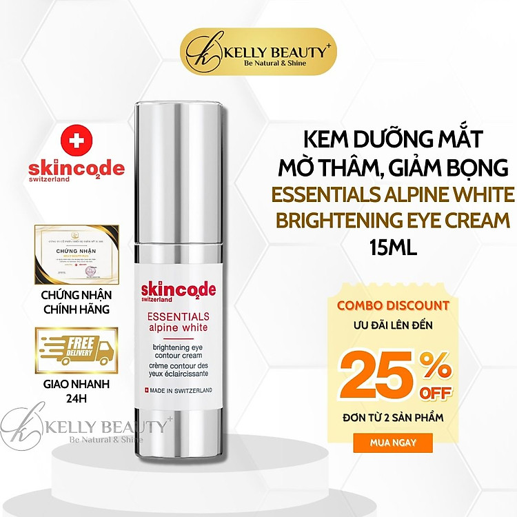 Kem Dưỡng Mắt Skincode Essentials Alpine White Brightening Eye Contour Cream | Kelly Beauty