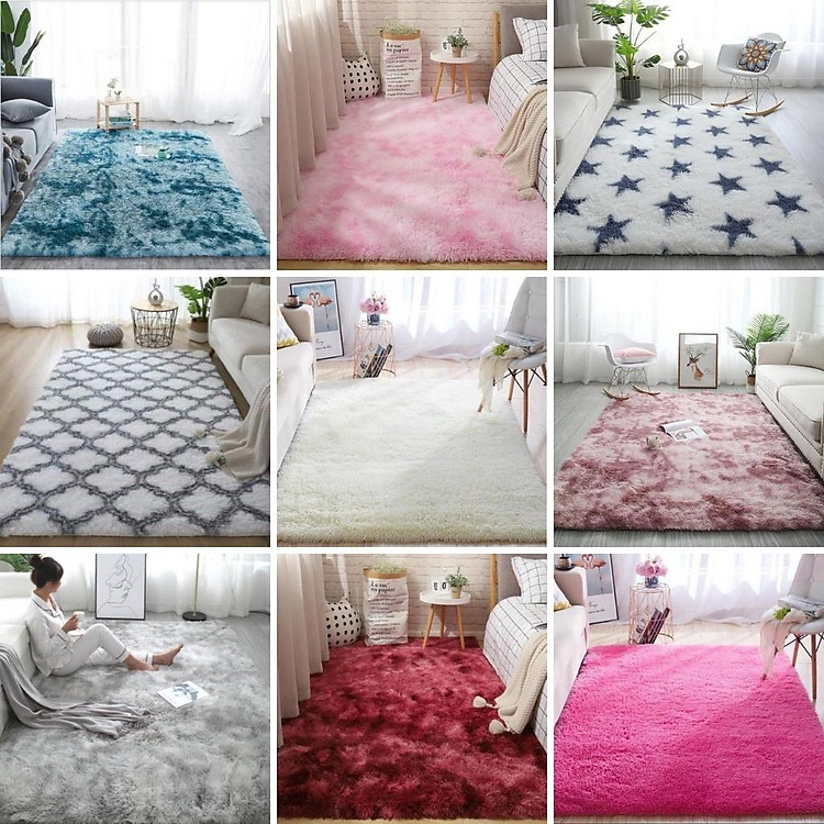 Thảm Lông Trải Sàn 1m2 x 1m6, 1m6 x 2m Sang Trọng cho Phòng Khách, Ngủ, Chụp Hình ..v...v...