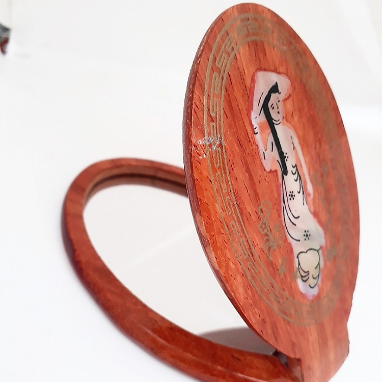 Gương trang điểm gỗ Hương - họa tiết sơn mài cô gái