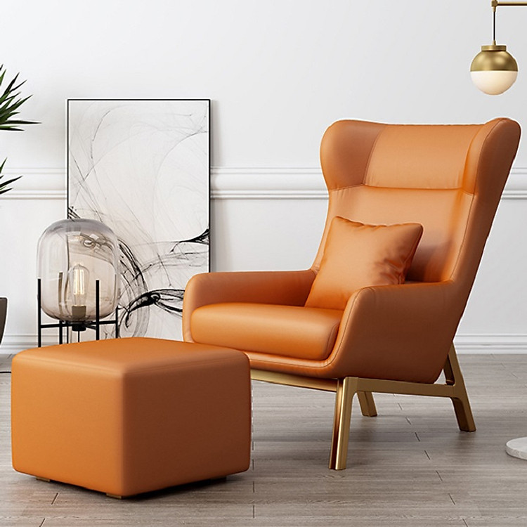 Ghế sofa lưng cao kèm đôn để chân hiện đại - Ghế sofa thư giãn, ghế đọc sách