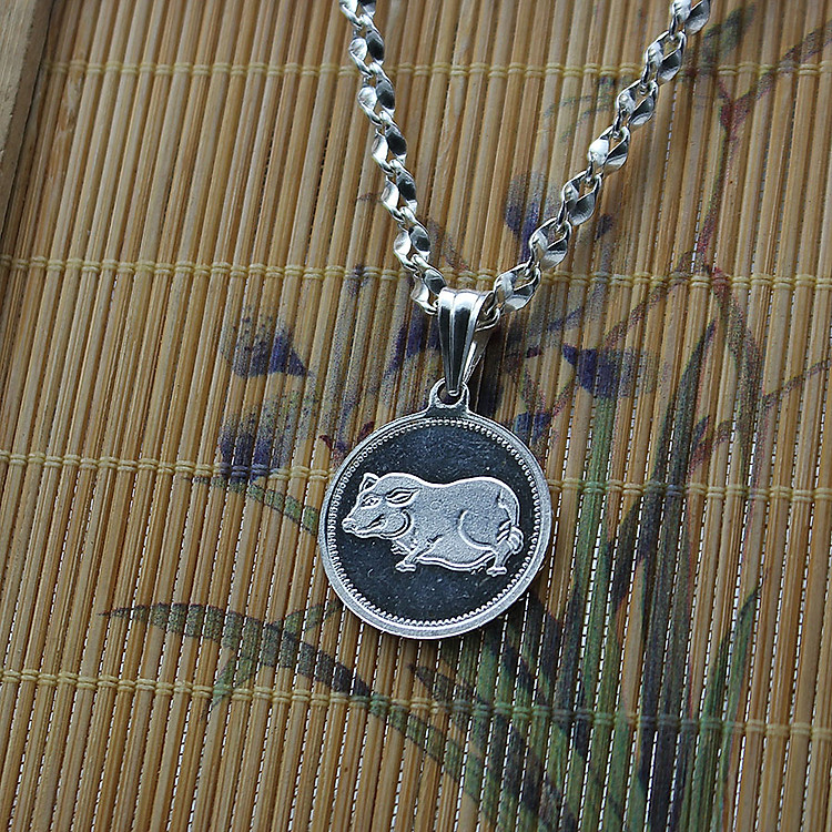 Dây chuyền và mặt dây chuyền trẻ em bằng bạc ta BẠC HIỂU MINH dte010 tuổi hợi