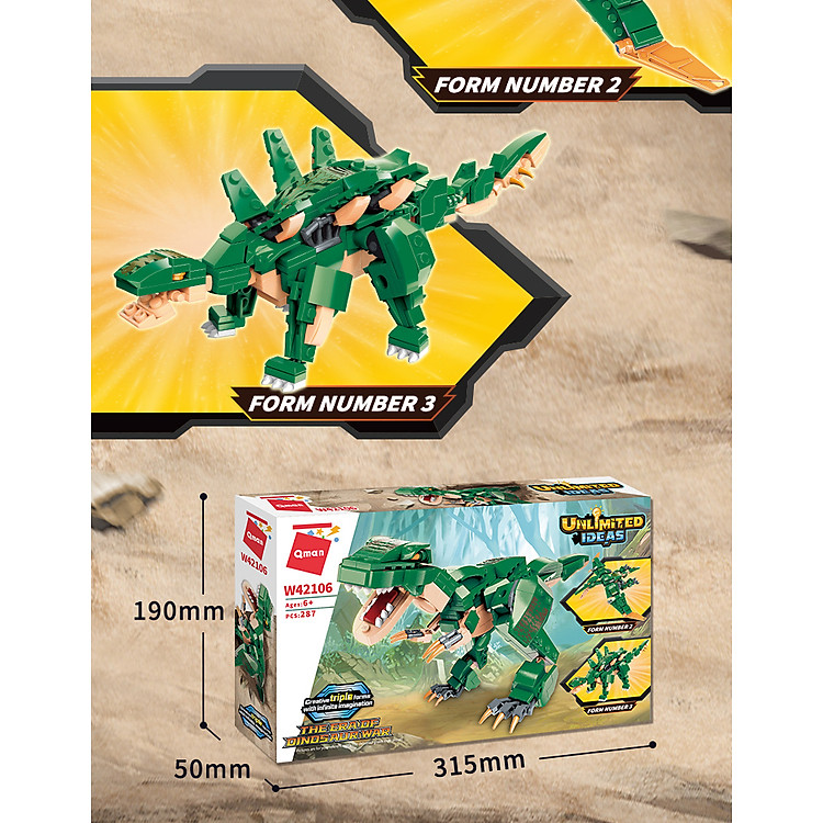 Đồ Chơi Lắp Ghép Khủng Long 3 Trong 1 Chính hãng Giá rẻ - Hình ảnh 4