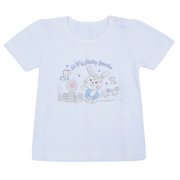 Áo trắng in bé gái tay ngắn 1167- HELLO B&B