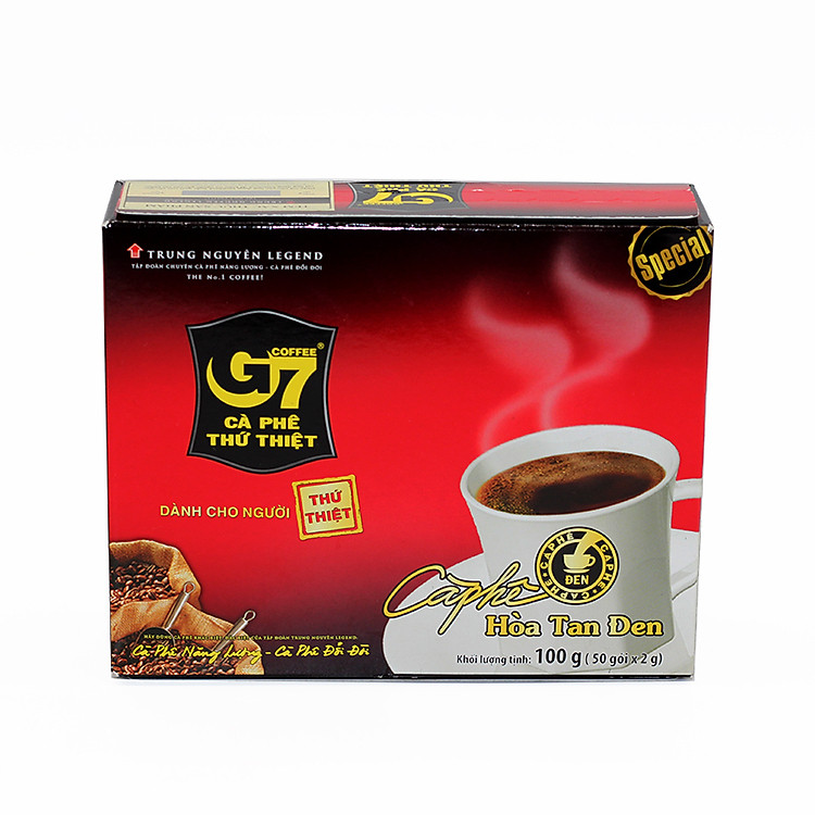 Cà Phê G7 Hòa Tan Đen Trung Nguyên - Hộp 50 gói x 2g