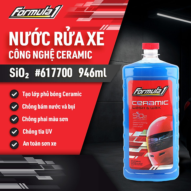 Dung Dịch Rửa Xe Ceramic SiO2 FORMULA 1 617700 946ml 2 Trong 1 Rửa & Phủ Bóng Chống Tia UV - Nhập Khẩu Chính Hãng