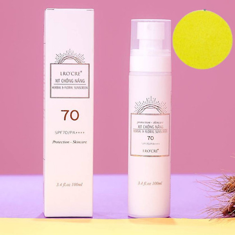 XỊT CHỐNG NẮNG KHOÁNG THẢO MỘC LRO’CRE - Tặng Kèm 1 Bông Rửa Mặt Bọt Biển