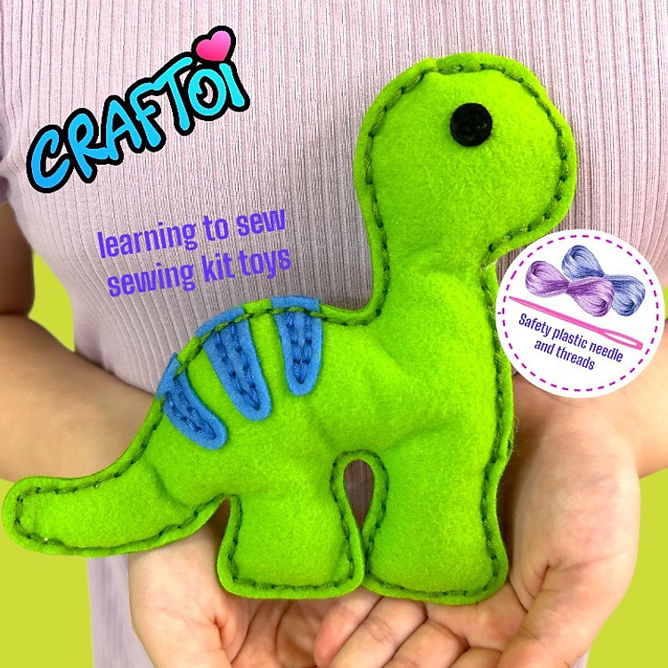 KIM NHỰA Bộ Thủ Công Trẻ Tự Làm Thú Bông 5+ DINOSAUR JOEY Craftoi Felt Sewing toy prepunched holes plastic needle