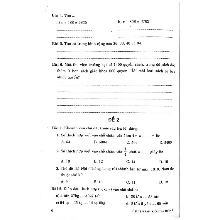 Đề Luyện Tập Kiểm Tra Toán 4 - Ảnh 5
