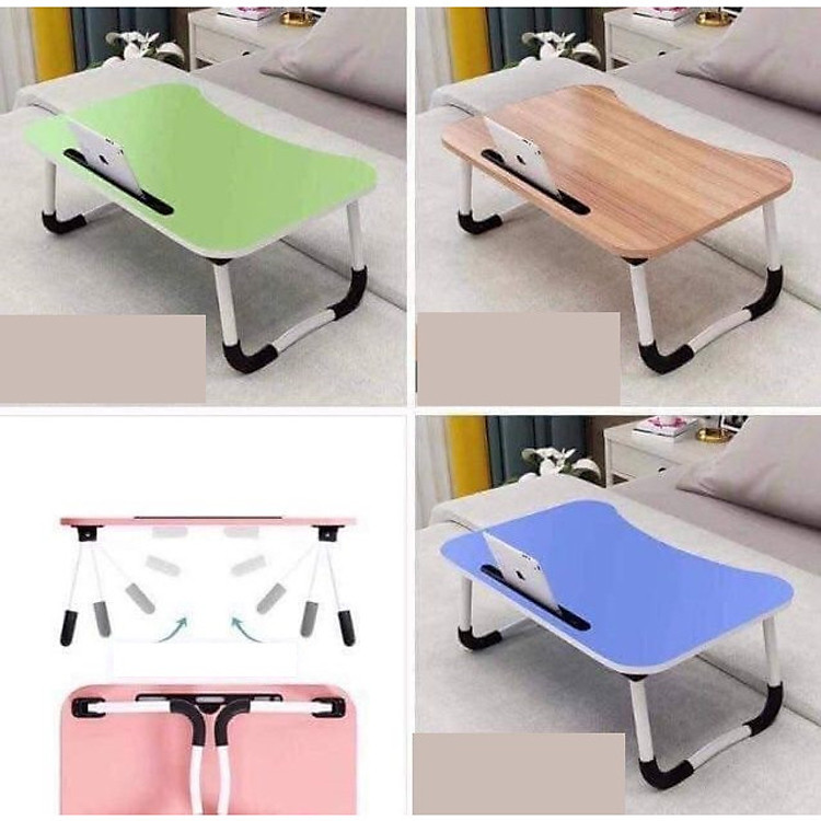 Bàn để laptop có khe để ipad, smartphone (chất liệu gỗ cao cấp, bền đẹp)