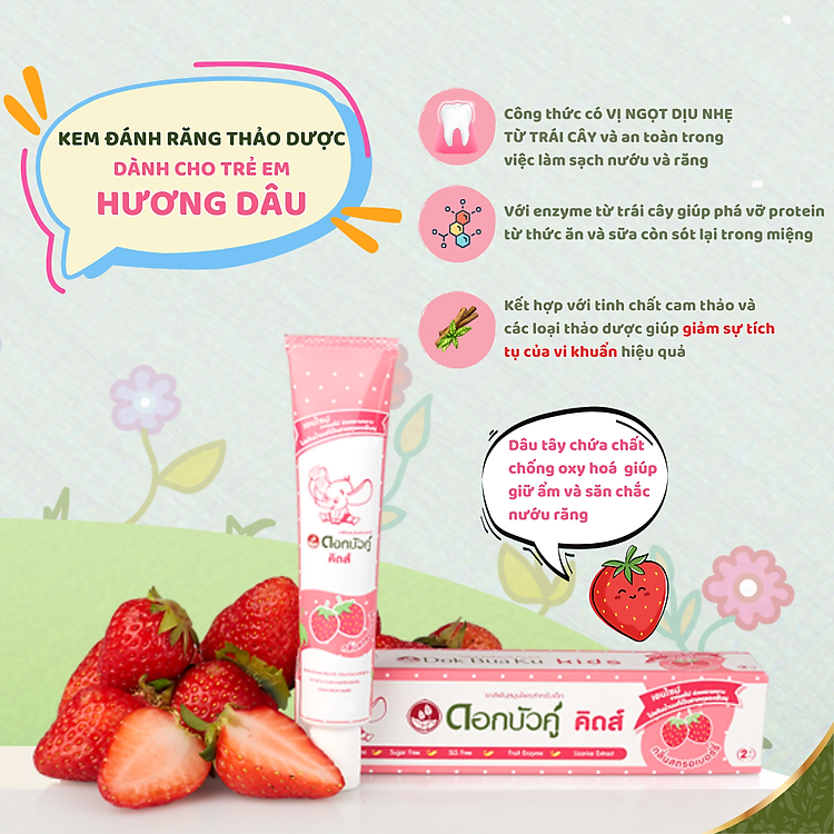 Mua Kem đánh răng thảo dược Dokbuaku vị dâu Chính hãng Tiết kiệm - Hình ảnh 3