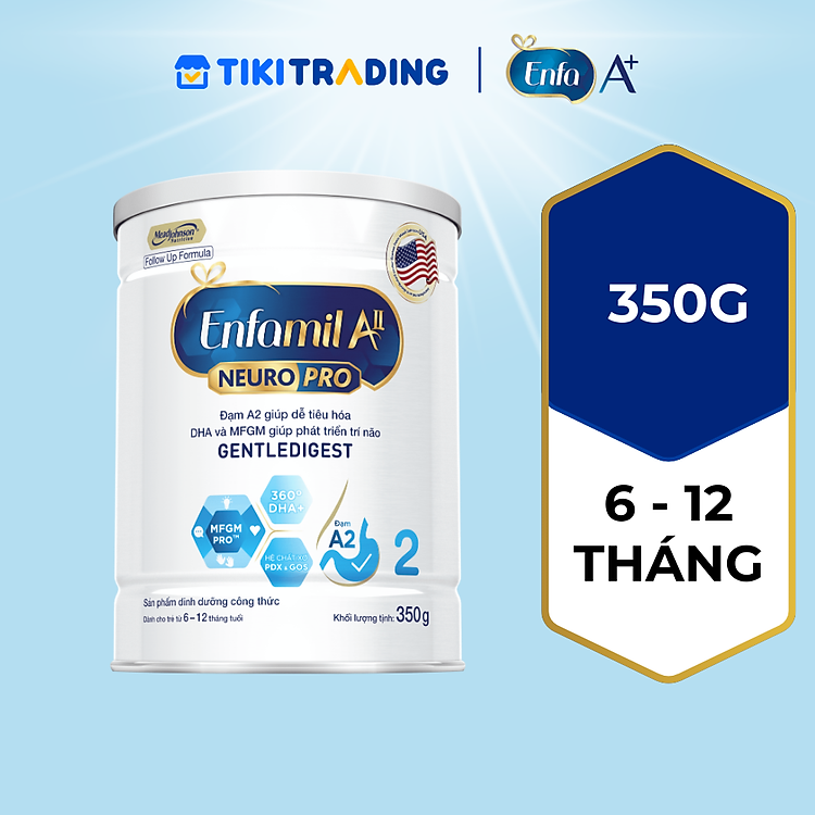 Sữa bột Enfamil A2 Neuropro 2 350g giúp dễ tiêu hóa, hấp thu cho trẻ từ 6-12 tháng tuổi