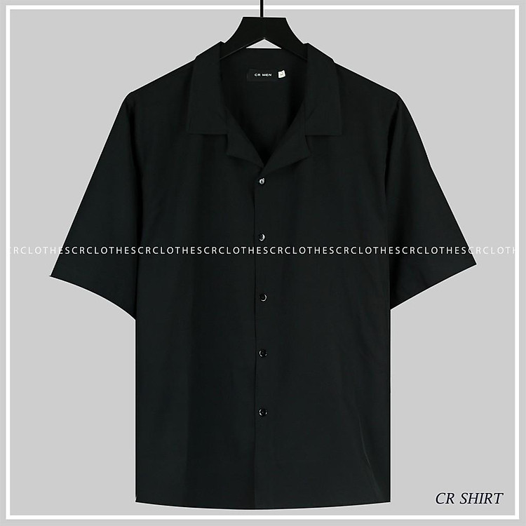 Áo sơ mi tay lỡ Cổ Vest đen