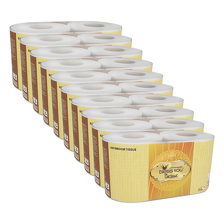 Lốc 10 Cuộn Giấy Vệ Sinh Cao Cấp Bless You L'amour 3 Lớp