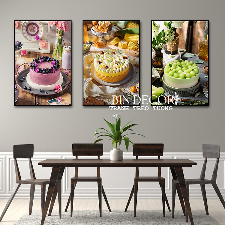 (HCM)Tranh treo tường tráng gương trang trí decor tiệm bánh kem,bánh sinh nhật có khung kèm đinh treo