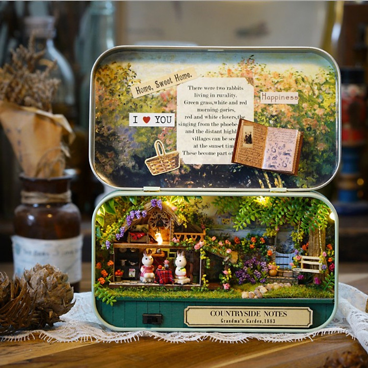 Mô hình nhà DIY Doll House Box Theatre Q004 -Q006 kèm Đèn LED