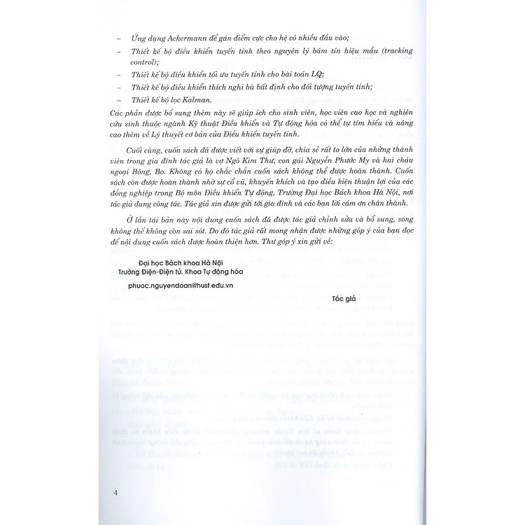 Cơ Sở Lý Thuyết Điều Khiển Tuyến Tính (Xuất bản lần thứ ba, có sửa chữa và bổ sung, năm 2023) - Ảnh 4