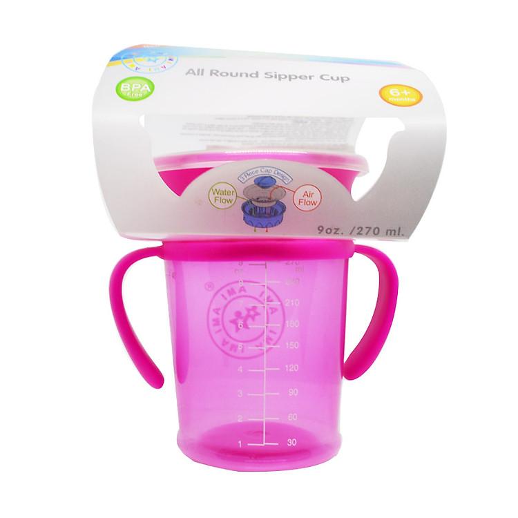 Cốc tập uống chống tràn 360 độ Ami Thái Lan 250ml (AM55413) - Màu Hồng