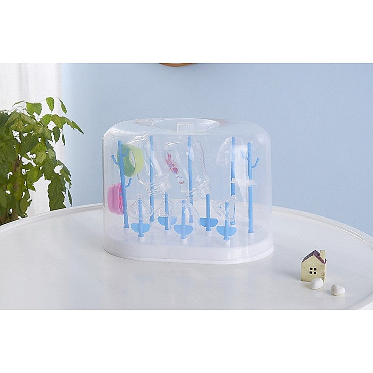 Kệ phơi, Giá phơi bình sữa, giá Úp Bình Sữa sơ sinh, trẻ em Có Lồng Chụp Tránh Bụi Bẩn BB01-PBSCN