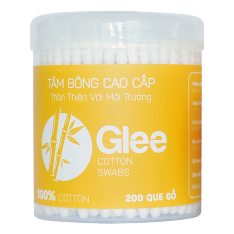 Tăm Bông Người Lớn Que Thân Gỗ Glee (Hộp 200 Que)