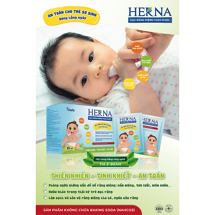 Gạc răng miệng thảo dược Herna 25 gói Chính hãng Ưu đãi - Hình ảnh 2