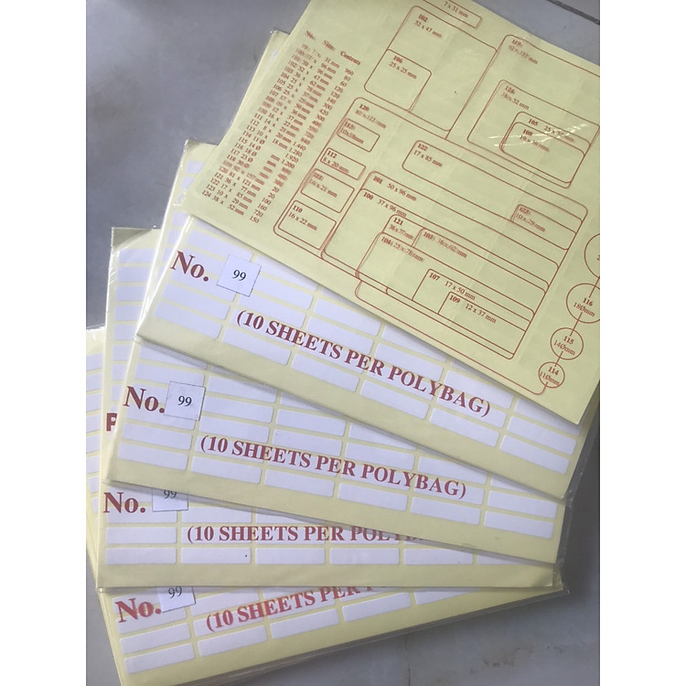 Bộ Xấp Nhãn Dán Decal No.99 (5 chiếc)