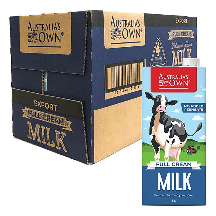 Thùng 12 Hộp Australia's Own Sữa Tươi Úc Nguyên Kem 1L