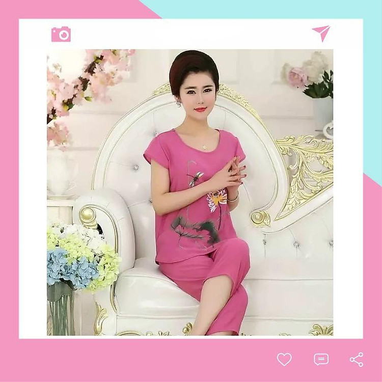 Bộ Trung Niên Thời Thượng Hoa Sen Siêu Đẹp Cho Mẹ TN11