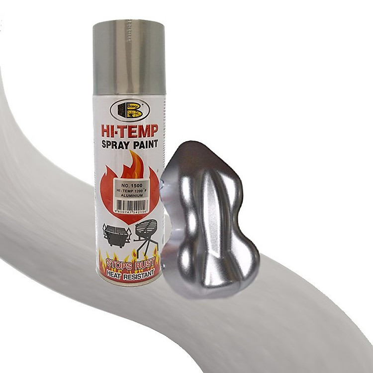 Bình phun sơn xịt chống cháy, chịu nhiệt độ cao đến 600oC Bosny Hi-Temp Spray Paint màu bạc 1500 / đen mờ 1200 để sơn pô xe máy, xe ô tô, bếp ga, ống khói, vỉ nướng,... - Sản phẩm thương hiệu Thái Lan
