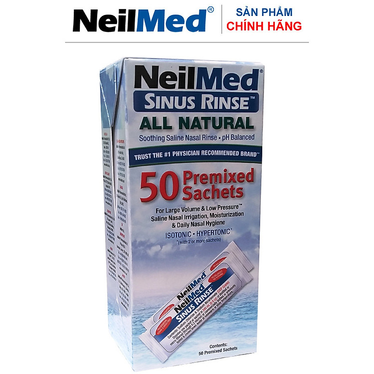 Gói Hỗn Hợp Muối Rửa Mũi Xoang Người Lớn- NeilMed SinusRinse Adult 50 Sachets - Xuất xứ Mỹ.( Hộp 50 gói)