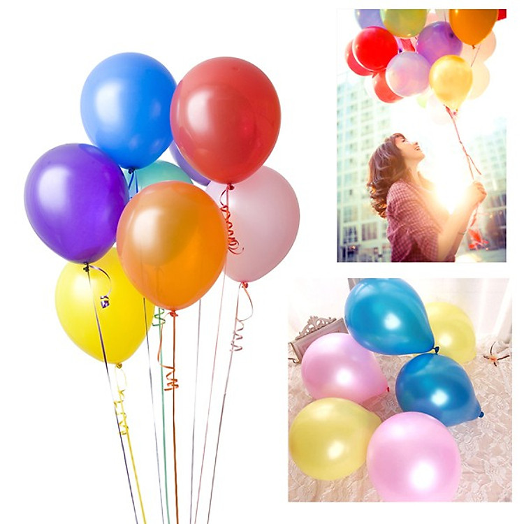 Bịch 100 Quả Bong Bóng Bay Nhiều Màu (25-28cm)