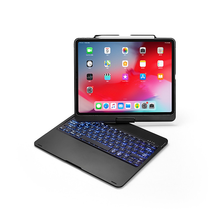 Bàn phím Bluetooth F129 dành cho ipad pro 12.9 inch 2018 xoay 360 độ có đèn nền 7 màu