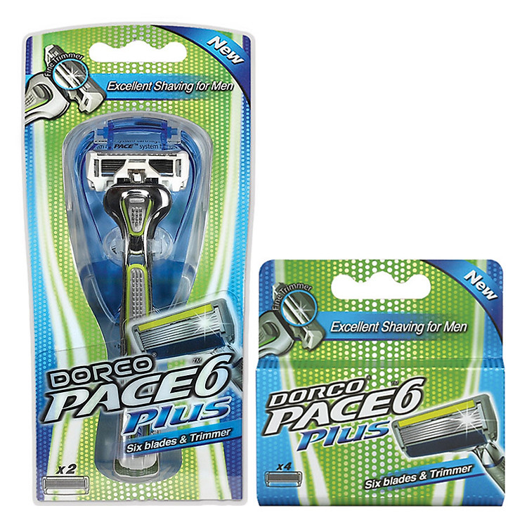 Bộ Dao Cạo Và Vỉ 04 Đầu Cạo Râu 6 Lưỡi Dorco Pace 6 Plus (Tặng Ly Nhựa Dorco Cao Cấp Màu Ngẫu Nhiên)