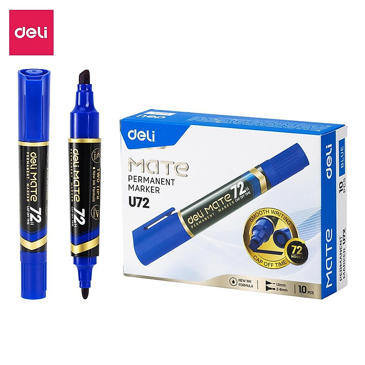 Bút Dạ Kính Deli EU72 - Mực Xanh Dương - Ảnh 2