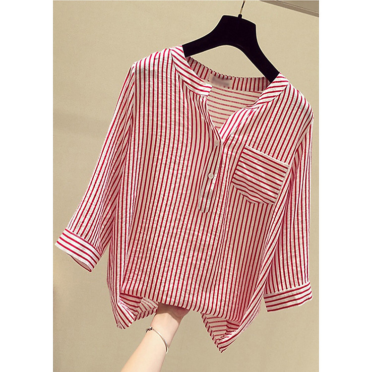 Sơ mi nữ cổ V kẻ sọc SM51