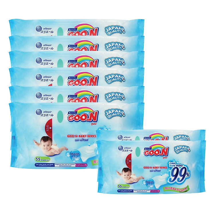 Combo 3 Set Khăn Ướt Goo.N 55 Miếng - Tặng 1 Set Cùng Loại ( 2 Gói/ Set)