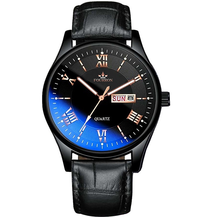 Đồng Hồ Nam FOURRON F6886 Mặt Số La Mã Chạy 2 Lịch Dây Da