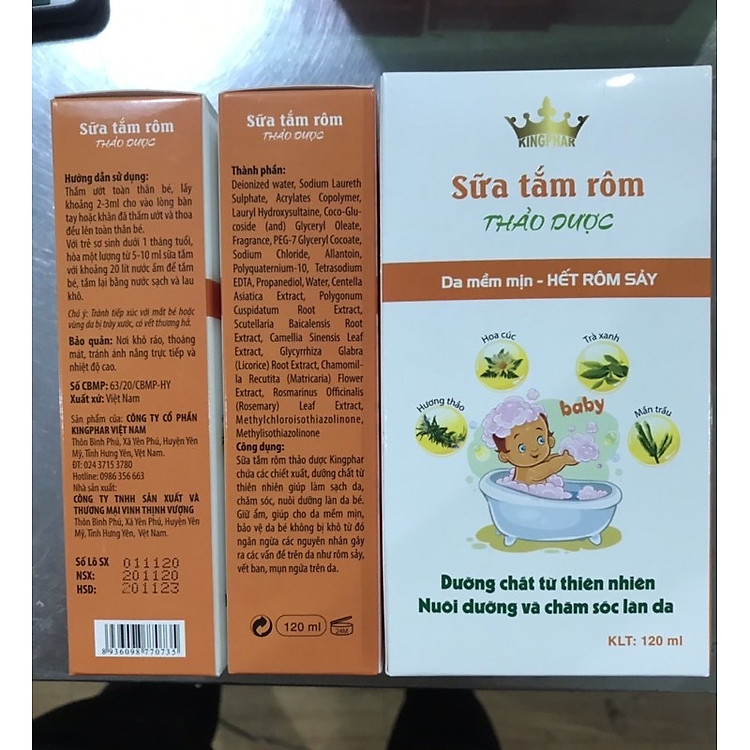 Sữa tắm rôm Thảo dược Kingphar 120ml Chính hãng Ưu đãi - Hình ảnh 4
