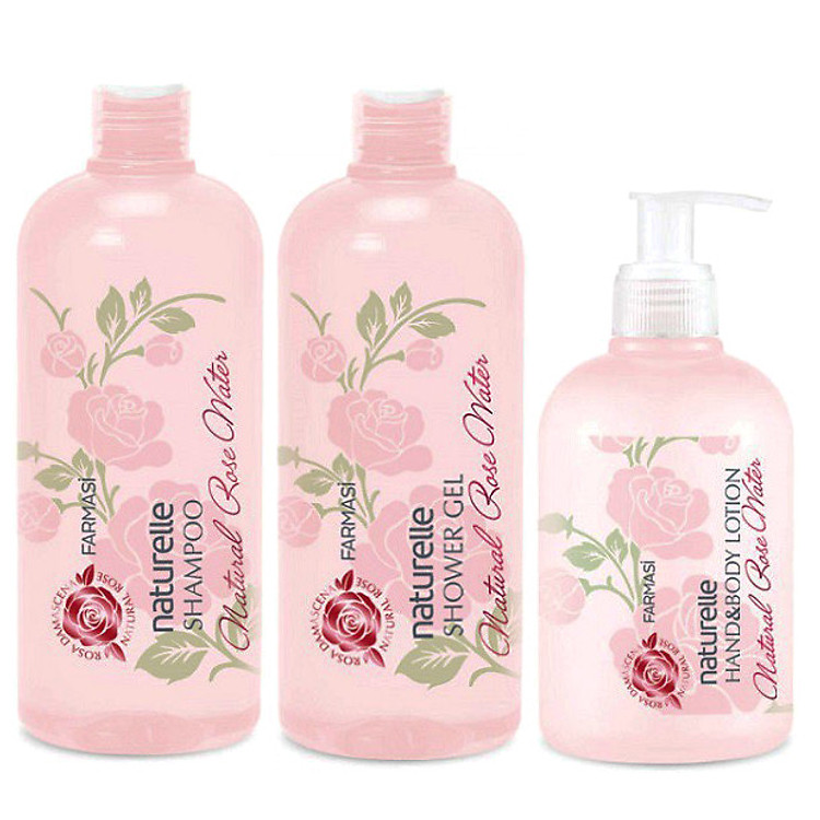 Combo 3 sản phẩm dầu gội & gel tắm & lotion dưỡng da chiết xuất Hoa Hồng Farmasi