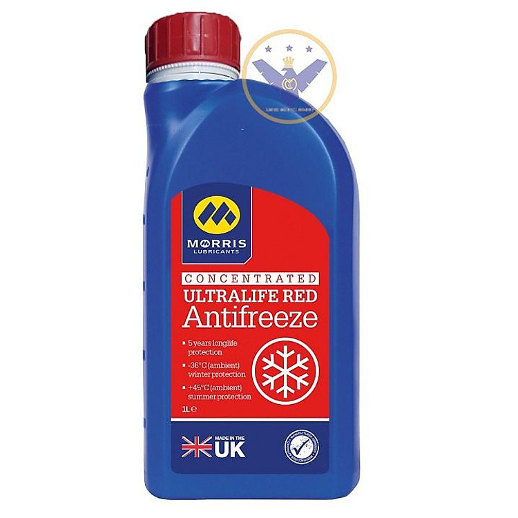 Nước làm mát động cơ xe ô tô màu đỏ 'Morris Ultralife Red Antifrezee lon 1L