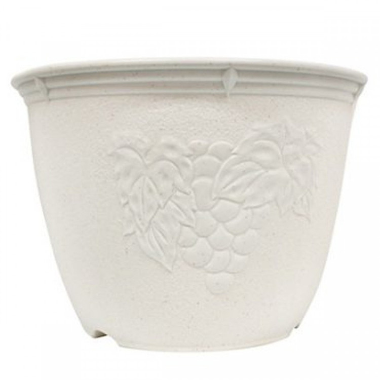Chậu cây cảnh trang trí hoa văn đường kính 24cm (màu trắng) - Hàng nội địa Nhật