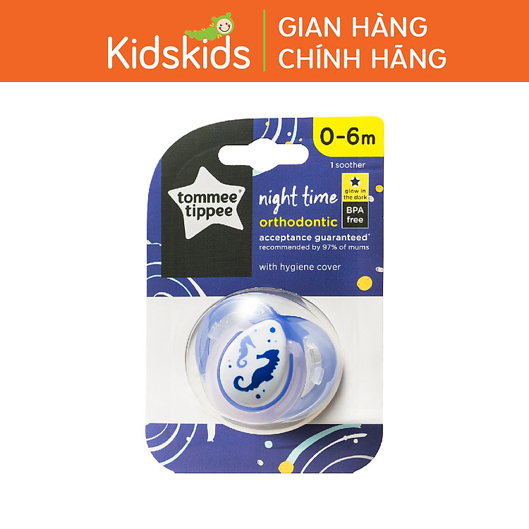 Ty Ngậm Dạ Quang Cho Bé Tommee Tippee 0-6 Tháng (Vỉ Đôi) - Night Time – Trăng Vàng