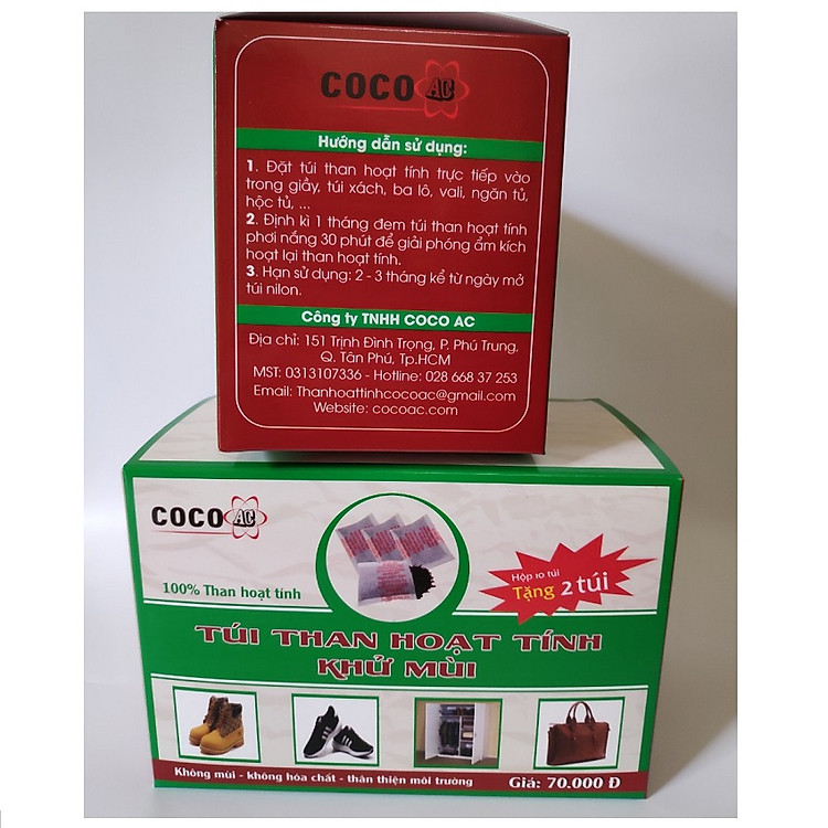 Combo 2 hộp túi than hoạt tính khử mùi Coco AC