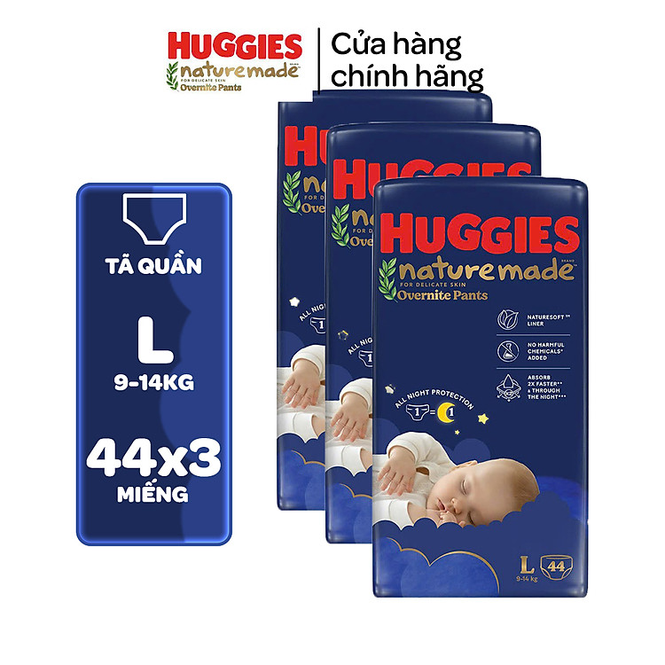 Mua Combo 3 Tã quần Huggies Naturemade ban đêm Giá tốt